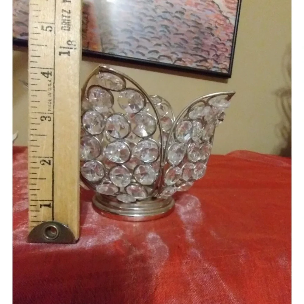 Z Gallerie Crystal Bling Lotus Flower Candle Holder perfect w Tea Light GORGEOUS